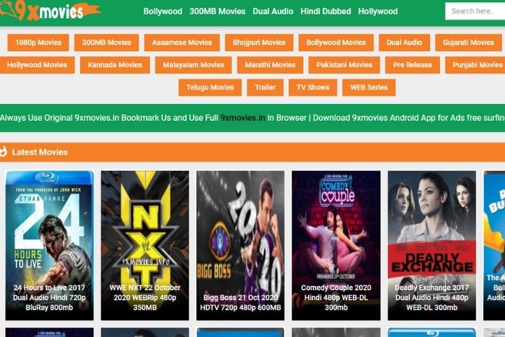 9xMovies [Updated 2021] – Download Free Bollywood Movies, Hollywood Movies With Dual Audio & Watch Cinema News